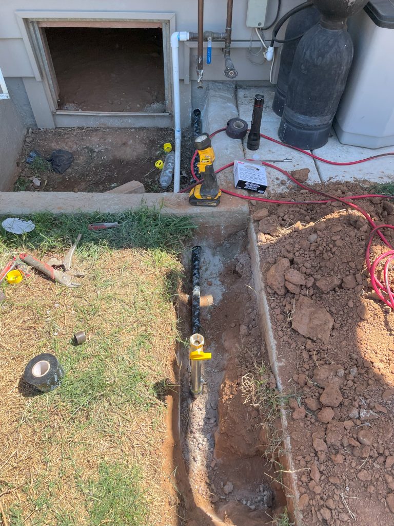 Outdoor kitchen bbq gas line installation